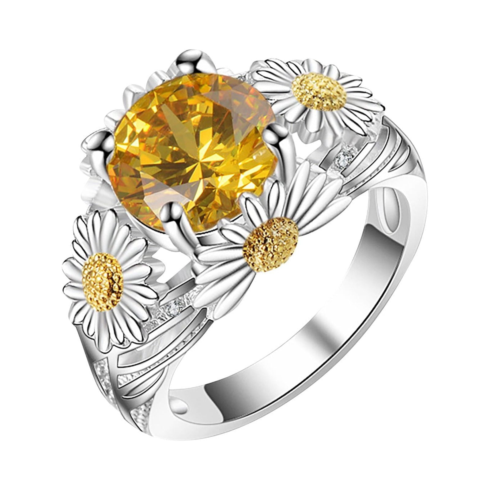 CILENON Copper Rings Simple Rings Sunflower Rings Are Suitable For Various Occasions (Multi-color,One Size)