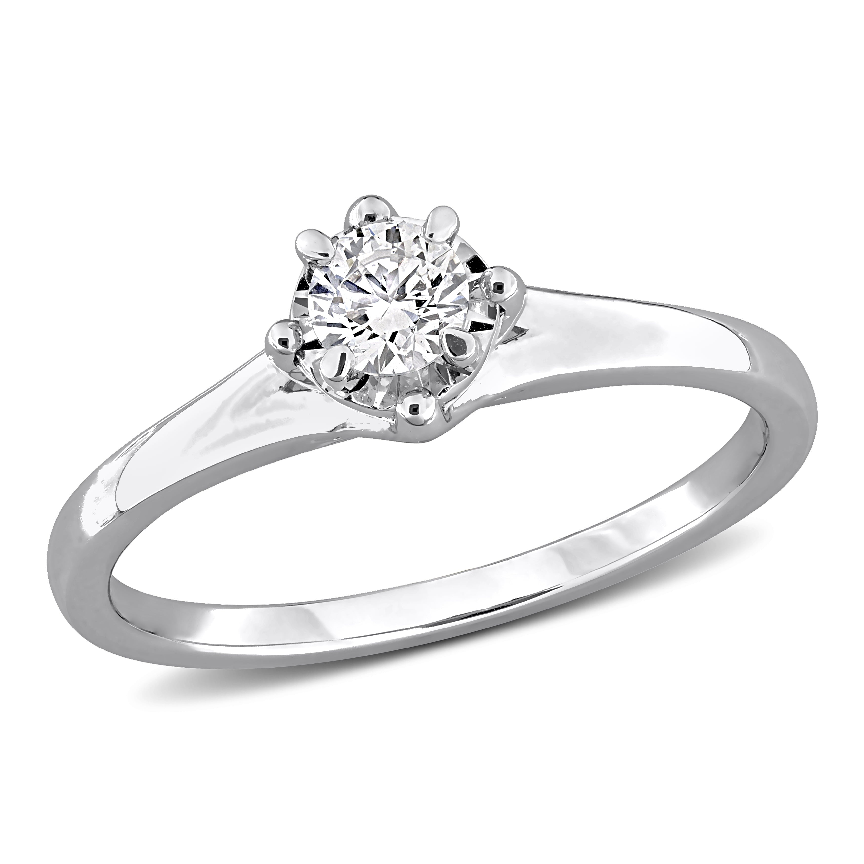 Created Forever Women's 1/4ct TW Lab-Grown Diamond Sterling Silver Solitaire Engagement Ring