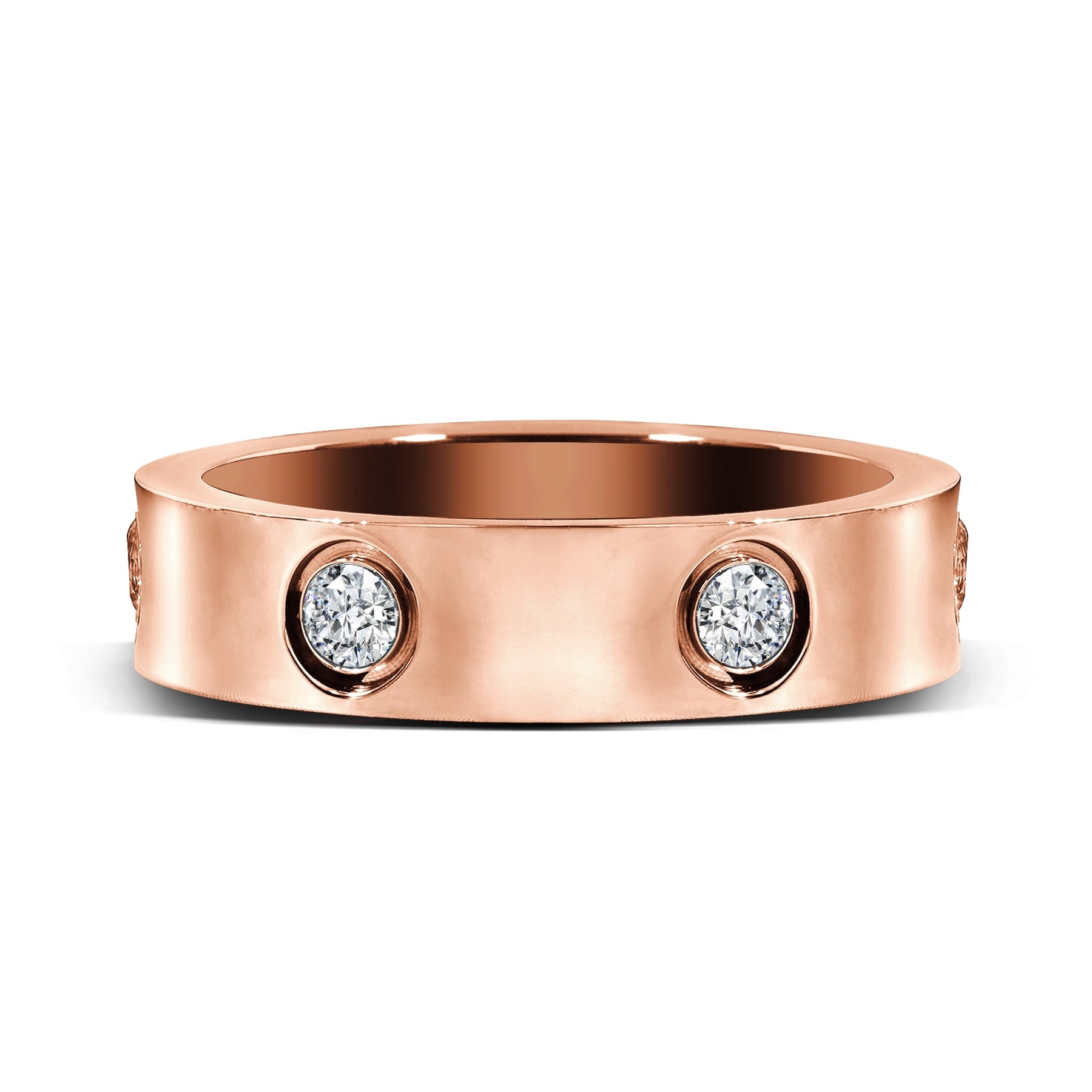 JeenMata Classic Fashion Band – Flush Bezel Everyday Ring – Anniversary and Meaningful Gift for Women in White Gold Plating