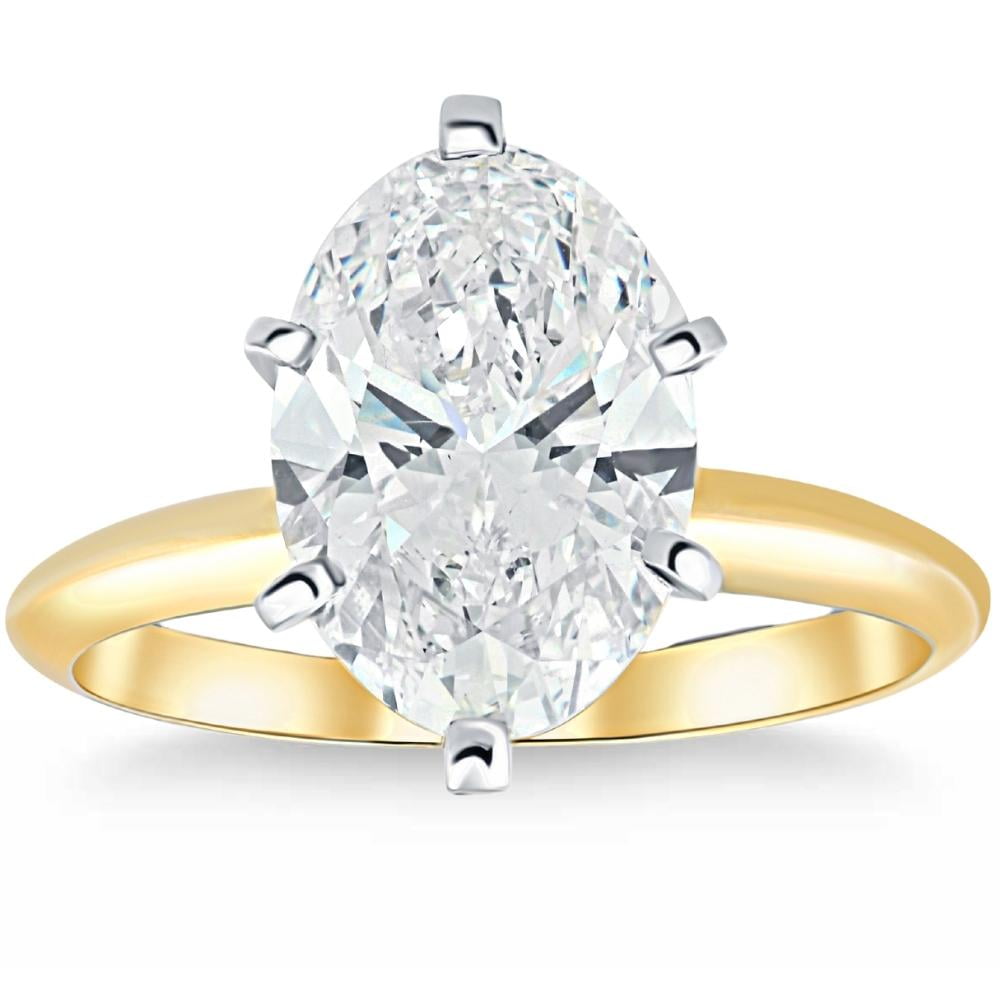 Pompeii 3Ct Oval Certified Diamond 14k Gold Solitaire Engagement Ring Lab Grown (GH,VS2)