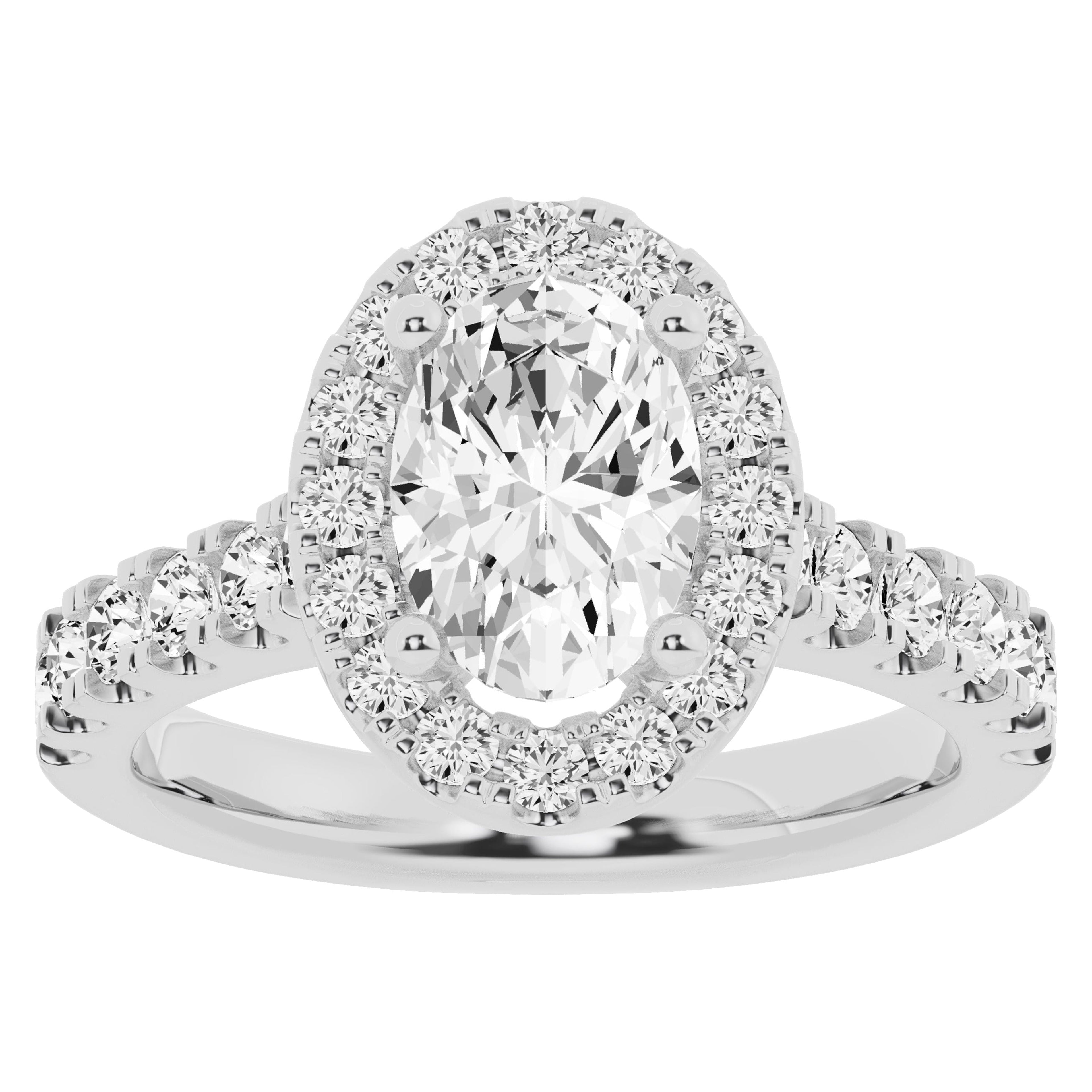 Unique Moments Lab Grown 2.50 ct Diamond Engagement Ring Oval Halo Solitaire 10K White Gold
