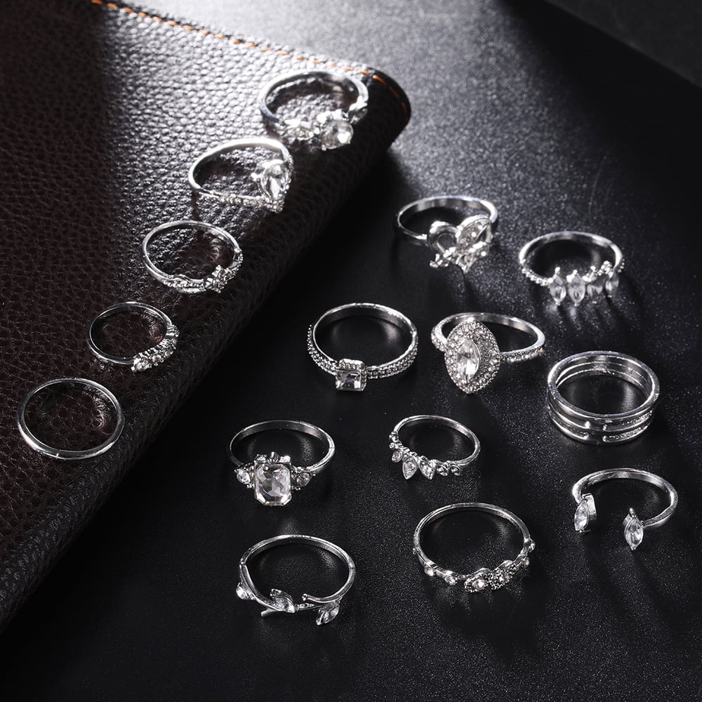 Homaful 52 Pcs Knuckle Stacking Rings for Women Teen Girls,Boho Vintage Finger Rings Stackable Gold Silver Midi Rings Set Multiple Rings Set