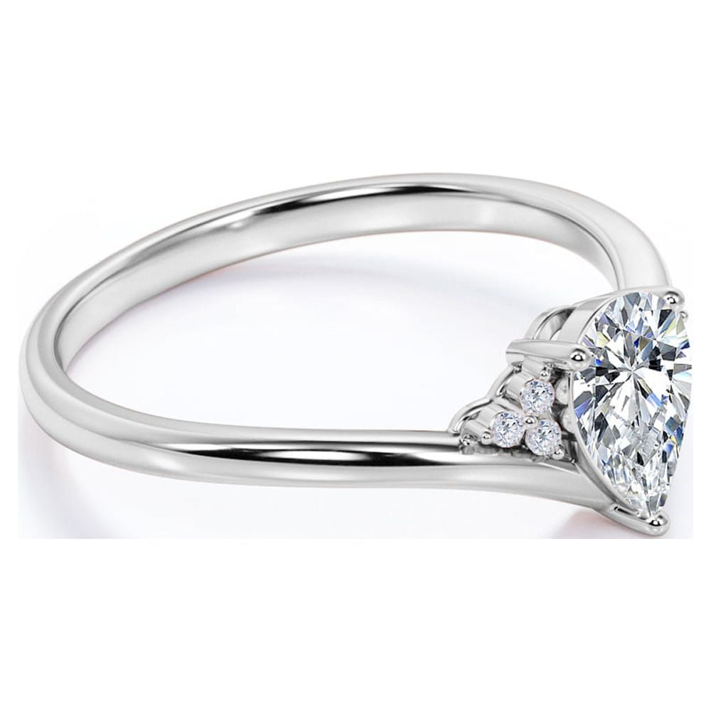 JeenMata 0.30 ct Pear Shaped Diamond Vintage Style Wedding Ring in 10K White Gold