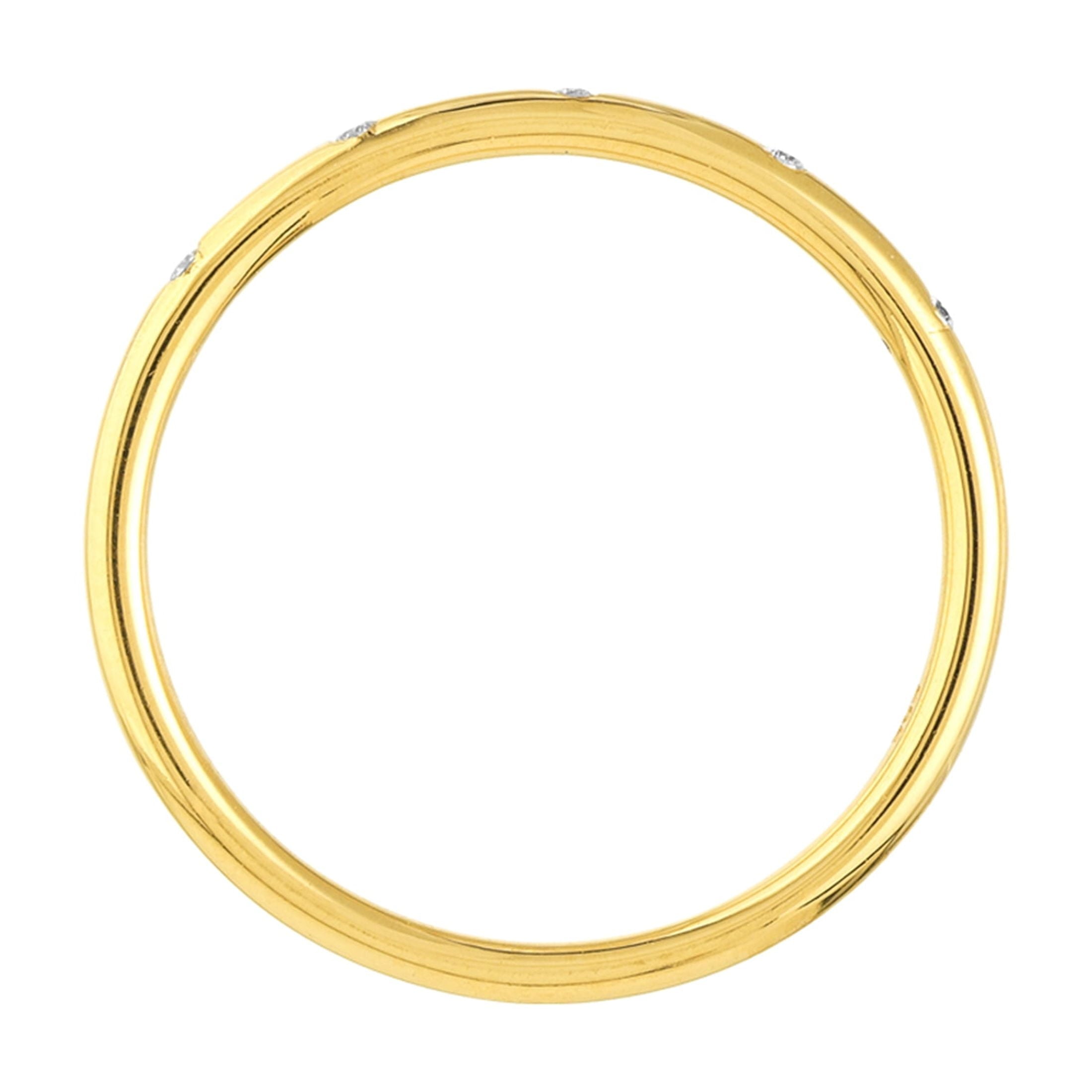 Honey Crush Real 14K Yellow Gold Polished 0.03tcw Diamond Stations Thin Band Ring (1.3x1.3mm, Size 7)